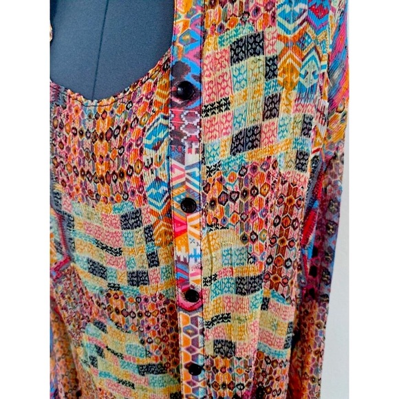 Rossi Roma Long sleeve button up crinkle blouse + Tank Twin Set Size Large - Picture 6 of 15